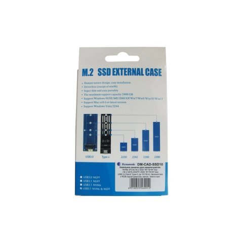 Карман внешний Dynamode M.2 SSD NVMe/SATA combo USB3.2 GEN2 Type-C aluminium black (DM-CAD-SSD10) - Нулевой остаток (Feed) - Нулевой остаток (Feed)