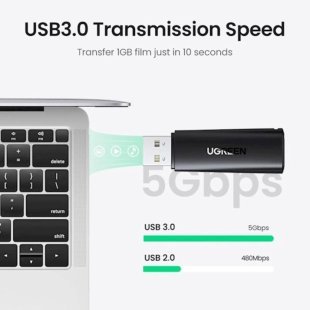 Считыватель флеш-карт Ugreen USB 3.0 Type-A for 2xSD 5Gb CM264 (60722)
