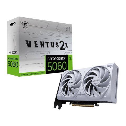Видеокарта MSI GeForce RTX5060 8Gb VENTUS 2X OC WHITE (RTX 5060 8G VENTUS 2X OC WHITE) - Нулевой остаток (Feed) - Нулевой остаток (Feed)