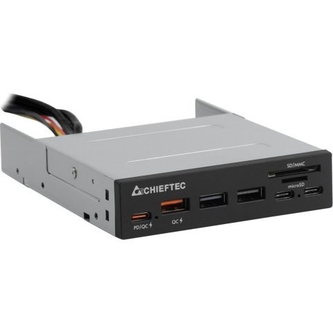 Считыватель флеш-карт Chieftec 3.5" 2xUSB3.2/2xType-C/1xPD3.0/1xQC3.0 USB (CRD-908H) - Нулевой остаток (Feed) - Нулевой остаток (Feed)