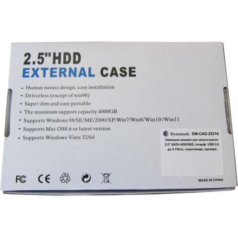 Карман внешний Dynamode 2.5" SATA HDD/SSD USB 3.0 Transparent (DM-CAD-25316) - Аксессуары к HDD  - Аксессуары к HDD 