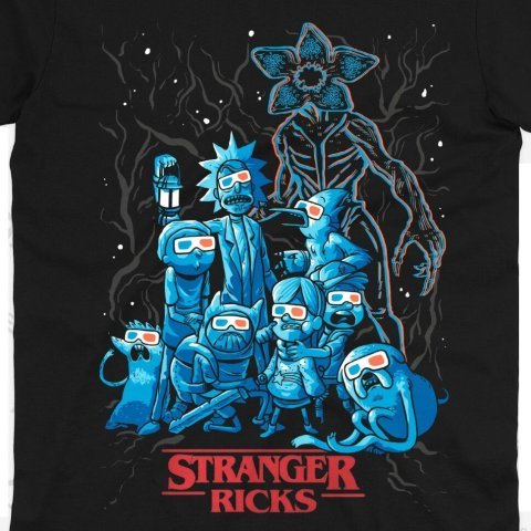 Футболка Morze Rick and Morty as Stranger Things T-Shirt Рик и морти как Очень странные дела (размер L) -   -  