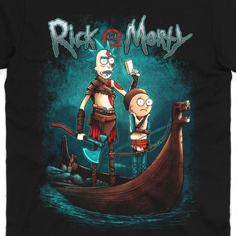 Футболка Morze Rick and Morty as God of War T-Shirt Рик и морти как Бог войны (размер L) - -