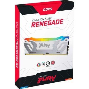 Модуль памяти для компьютера DDR5 48GB (2x24GB) 8400 MHz Renegade RGB White/Silver Kingston Fury (ex.HyperX) (KF584CU40RWAK2-48)