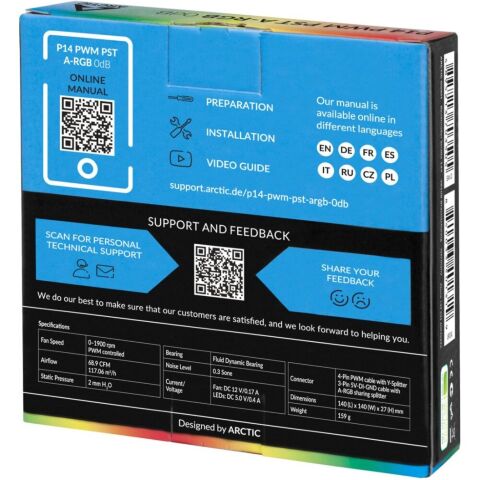 Кулер для корпуса Arctic P14 PWM PST A-RGB (ACFAN00239A) - Вентиляторы к корпусам - Вентиляторы к корпусам