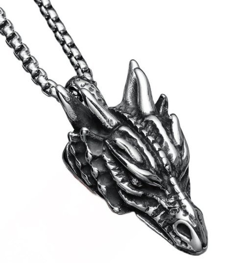 Медальон Dragon Head Stainless Steel Necklace (нержавеющая сталь) - -