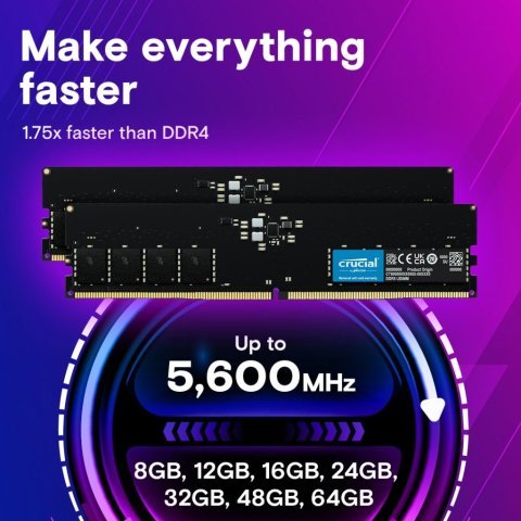 Модуль памяти для компьютера DDR5 64GB (2x32GB) 5600 MHz Micron (CT2K32G56C46U5) - Нулевой остаток (Feed) - Нулевой остаток (Feed)