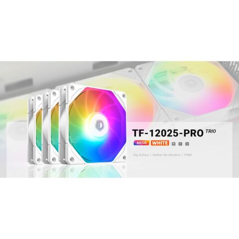 Кулер для корпуса ID-Cooling TF-12025-PRO ARGB TRIO WHITE - Вентиляторы к корпусам  - Вентиляторы к корпусам 