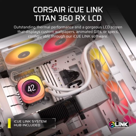 Система жидкостного охлаждения Corsair iCUE LINK TITAN 360 RX LCD White AIO (CW-9061026-WW) - Нулевой остаток (Feed) - Нулевой остаток (Feed)