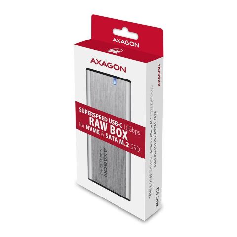 Карман внешний AXAGON USB-C 3.2 Gen 2 metal box for M.2 NVMe & SATA SSD SuperSpeed (EEM2-SG2) - Нулевой остаток (Feed)  - Нулевой остаток (Feed) 