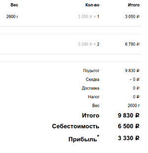Изменение цены закупки товаров в заказе