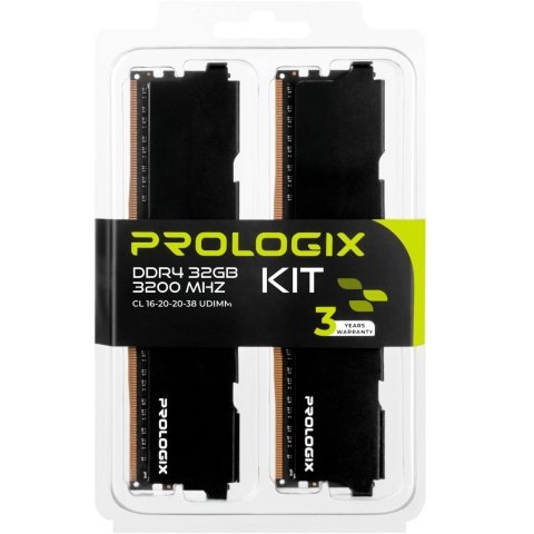 Модуль памяти для компьютера DDR4 32GB (2x16GB) 3200 MHz Black Prologix (PRO32GB3200B4K) - Нулевой остаток (Feed) - Нулевой остаток (Feed)