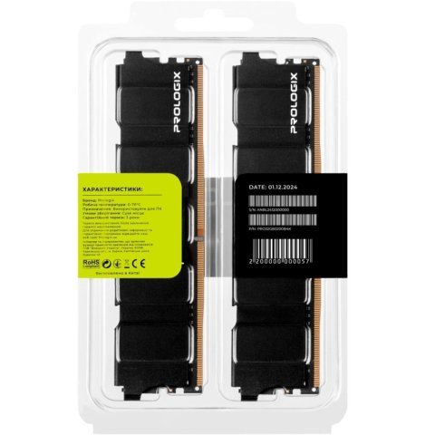 Модуль памяти для компьютера DDR4 32GB (2x16GB) 3200 MHz Black Prologix (PRO32GB3200B4K) - Нулевой остаток (Feed) - Нулевой остаток (Feed)