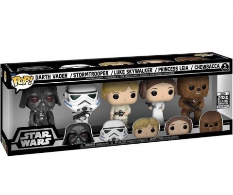 Фигурки Funko Star Wars Darth Vader, Stormtrooper, Luke Skywalker, Leia, Chewbacca 5 Pack (Galactic Convention 2022) - -