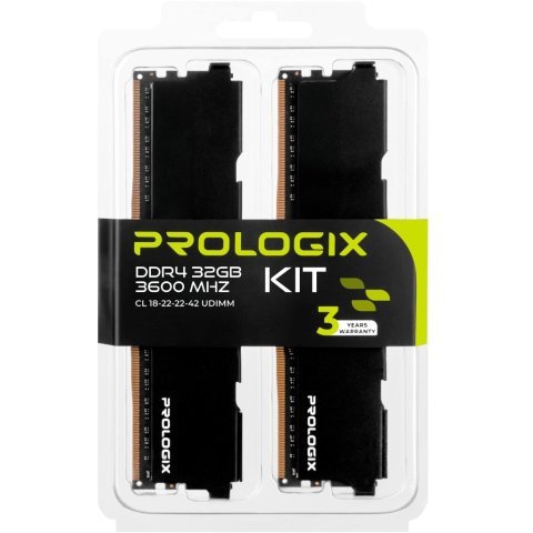 Модуль памяти для компьютера DDR4 32GB (2x16GB) 3600 MHz Black Prologix (PRO32GB3600B4K) - Нулевой остаток (Feed) - Нулевой остаток (Feed)