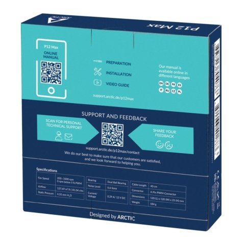 Кулер для корпуса Arctic P12 MAX (ACFAN00280A) - Нулевой остаток (Feed) - Нулевой остаток (Feed)