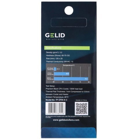 Термопрокладка Gelid Solutions GP-Ultimate Thermal Pad 120x20x0.5 mm (TP-GP04-R-A) - Акссесуары к системам охлаждения - Акссесуары к системам охлаждения