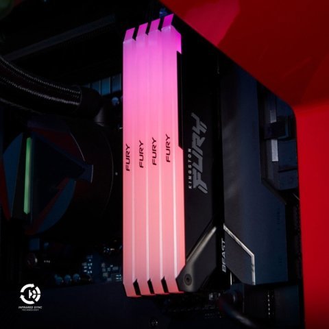 Модуль памяти для компьютера DDR4 16GB 3200 MHz Beast RGB Kingston Fury (ex.HyperX) (KF432C16BB12A/16WP) - Нулевой остаток (Feed) - Нулевой остаток (Feed)