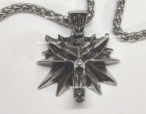 Кулон Геральта медальйон 3D Відьмак (The Witcher) з нержавіючої сталі суцільний + мішочок - -