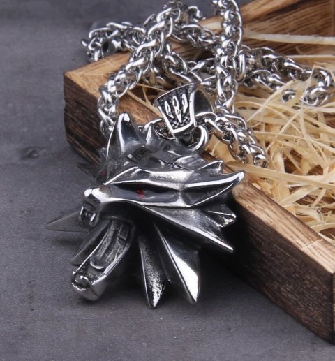 Кулон Геральта медальйон 3D Відьмак (The Witcher) з нержавіючої сталі суцільний + мішочок - -