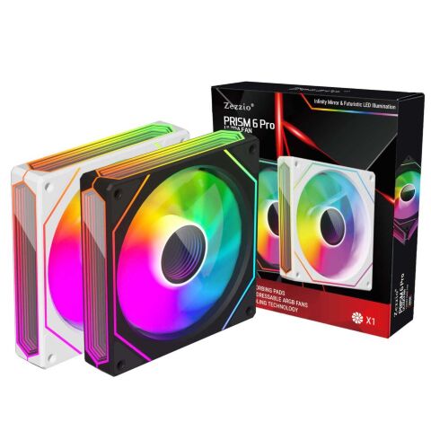 Кулер для корпуса Zezzio PRISM 6 Pro ARGB Black Reverse - Вентиляторы к корпусам  - Вентиляторы к корпусам 